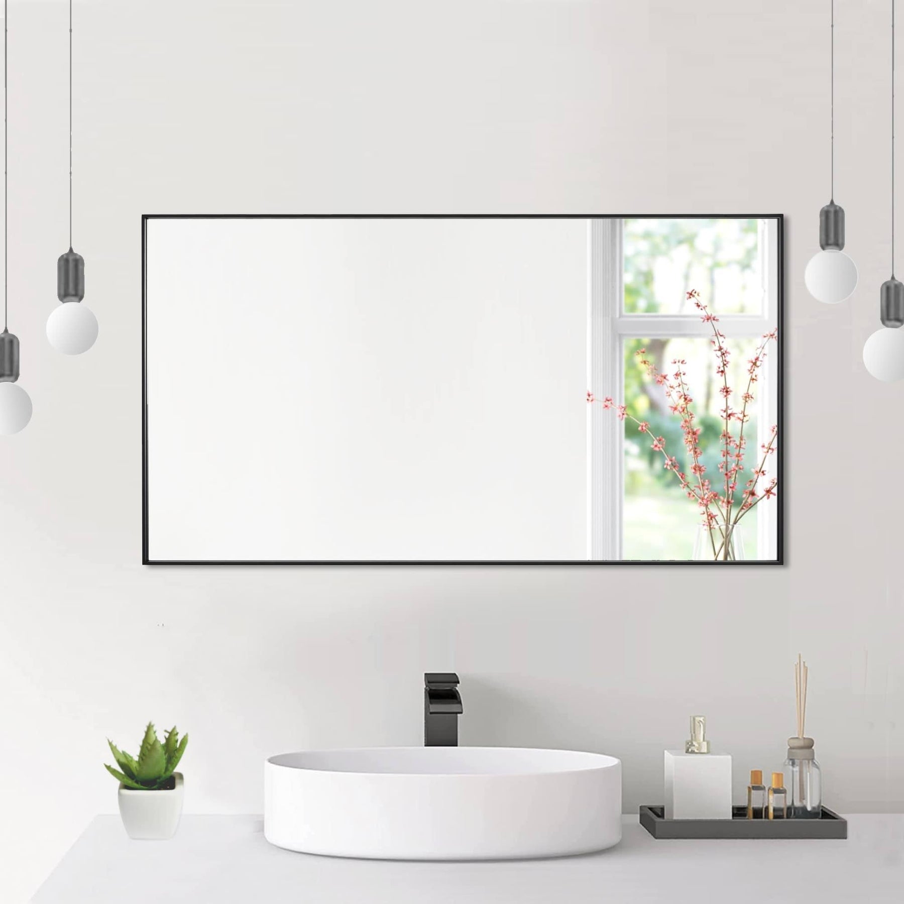 Ledel Aluminum Framed Bathroom Vanity Mirror Rectangle Wall Mirror - 36"W x 20"H - Black - Product image 1